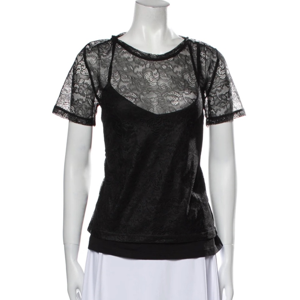 Maje Crew Neck Lace Tshirt